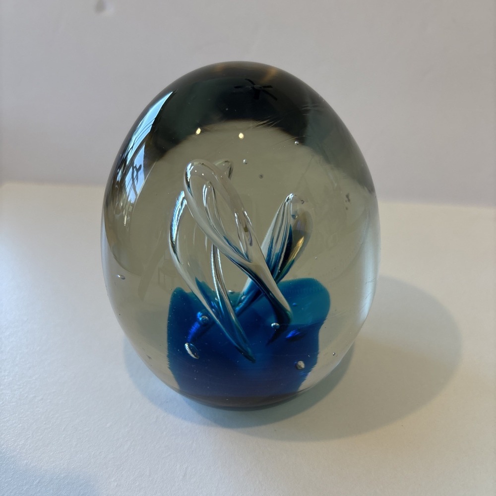 Vintage Art Glass Egg Shaped Paperweight